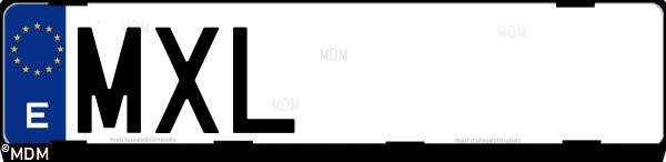 Matrícula española MXL, correspondiente al año 2024