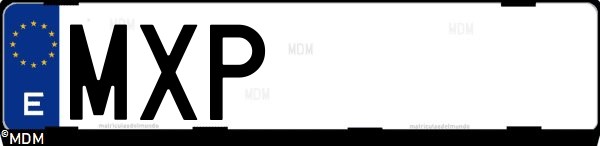 Matrícula española MXP, correspondiente al año 2024