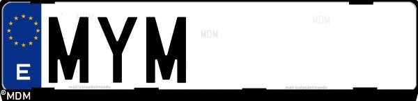 Matrícula española MYM, correspondiente al año 2025