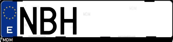 Matrícula española NBH, correspondiente al año 2025