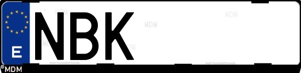 Matrícula española NBK, correspondiente al año 2025