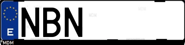 Matrícula española NBN, correspondiente al año 2025