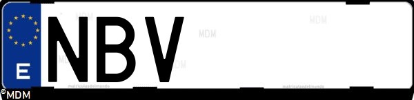 Matrícula española NBV, correspondiente al año 2025