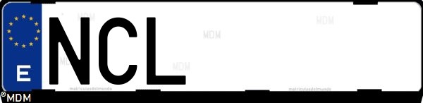 Matrícula española NCL, correspondiente al año 2025