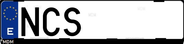 Matrícula española NCS, correspondiente al año 2025