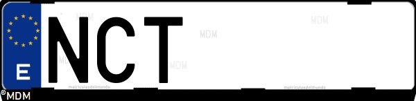 Matrícula española NCT, correspondiente al año 2025