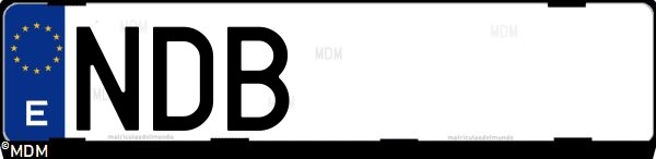 Matrícula española NDB, correspondiente al año 2025