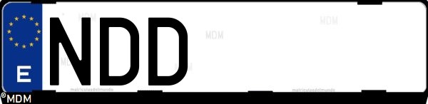 Matrícula española NDD, correspondiente al año 2025