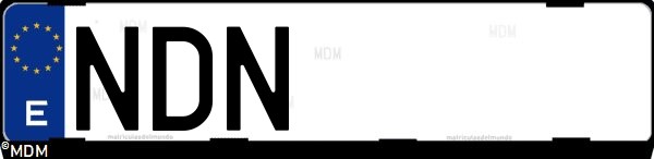 Matrícula española NDN, correspondiente al año 2025