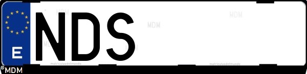 Matrícula española NDS, correspondiente al año 2025