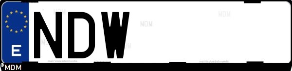 Matrícula española NDW, correspondiente al año 2025