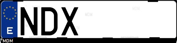 Matrícula española NDX, correspondiente al año 2025