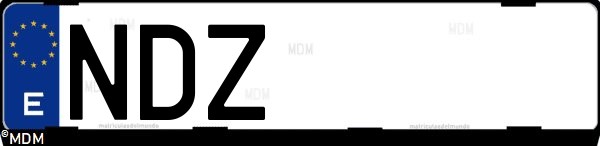 Matrícula española NDZ, correspondiente al año 2025