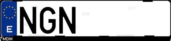 Matrícula española NGN, correspondiente al año 2025