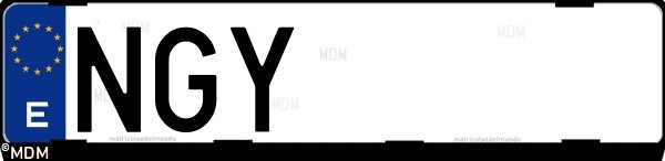 Matrícula española NGY, correspondiente al año 2025