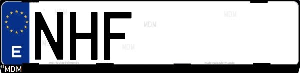 Matrícula española NHF, correspondiente al año 2025