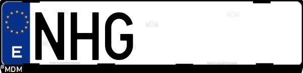 Matrícula española NHG, correspondiente al año 2025