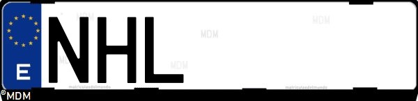 Matrícula española NHL, correspondiente al año 2025