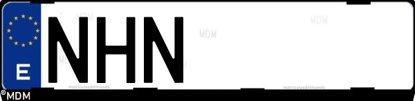Matrícula española NHN, correspondiente al año 2025