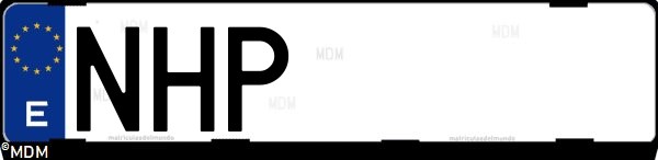 Matrícula española NHP, correspondiente al año 2025