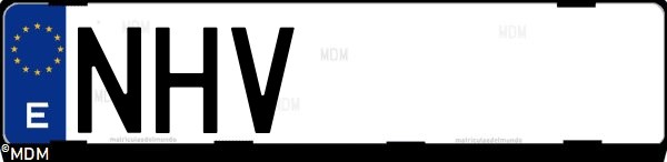 Matrícula española NHV, correspondiente al año 2025