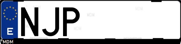 Matrícula española NJP, correspondiente al año 2025