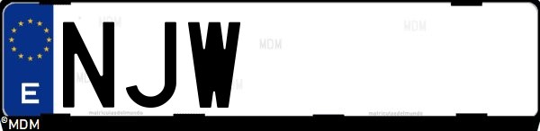 Matrícula española NJW, correspondiente al año 2026