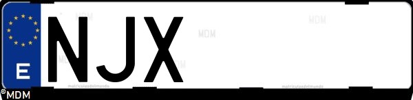 Matrícula española NJX, correspondiente al año 2026