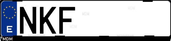 Matrícula española NKF, correspondiente al año 2026