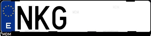 Matrícula española NKG, correspondiente al año 2026
