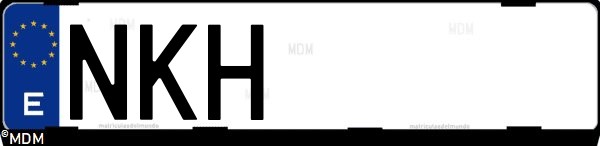 Matrícula española NKH, correspondiente al año 2026