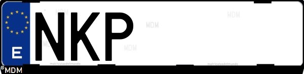 Matrícula española NKP, correspondiente al año 2026