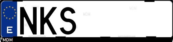 Matrícula española NKS, correspondiente al año 2026