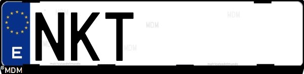 Matrícula española NKT, correspondiente al año 2026