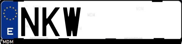 Matrícula española NKW, correspondiente al año 2026
