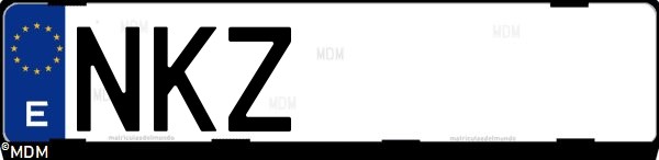 Matrícula española NKZ, correspondiente al año 2026