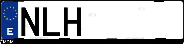 Matrícula española NLH, correspondiente al año 2026