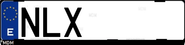 Matrícula española NLX, correspondiente al año 2026