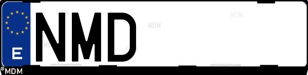 Matrícula española NMD, correspondiente al año 2026