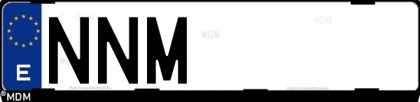 Matrícula española NNM, correspondiente al año 2026