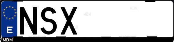 Matrícula española NSX, correspondiente al año 2026
