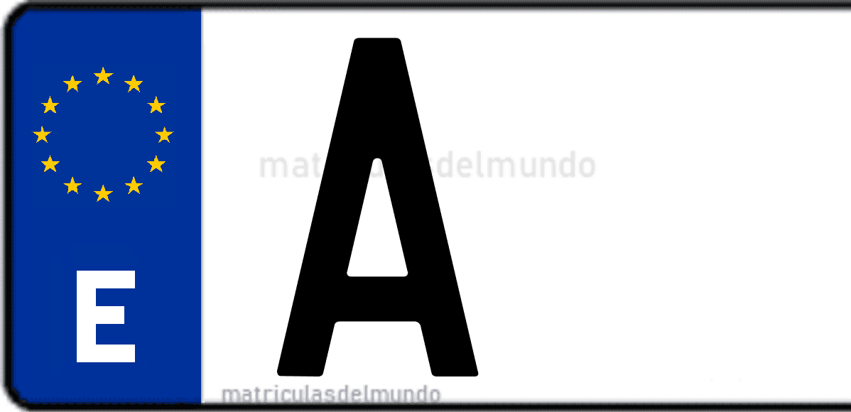Imagen de una parte de una matrícula de coche española con código A