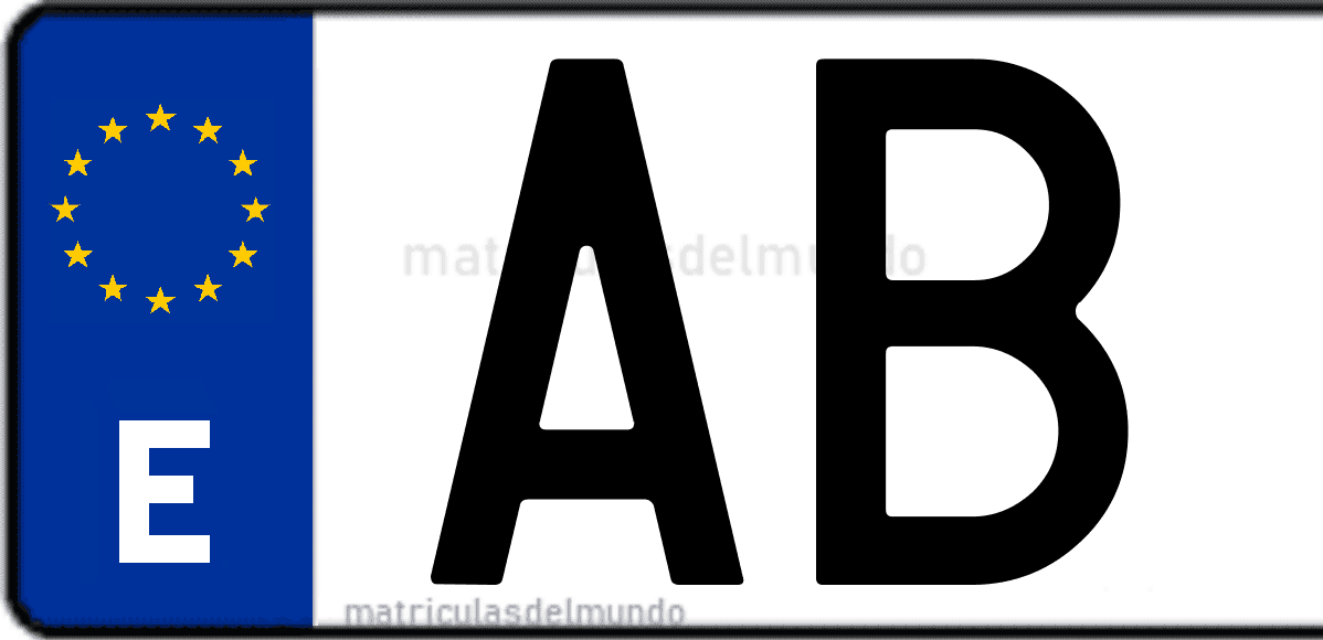 Imagen de una parte de una matrícula de coche española con código AB