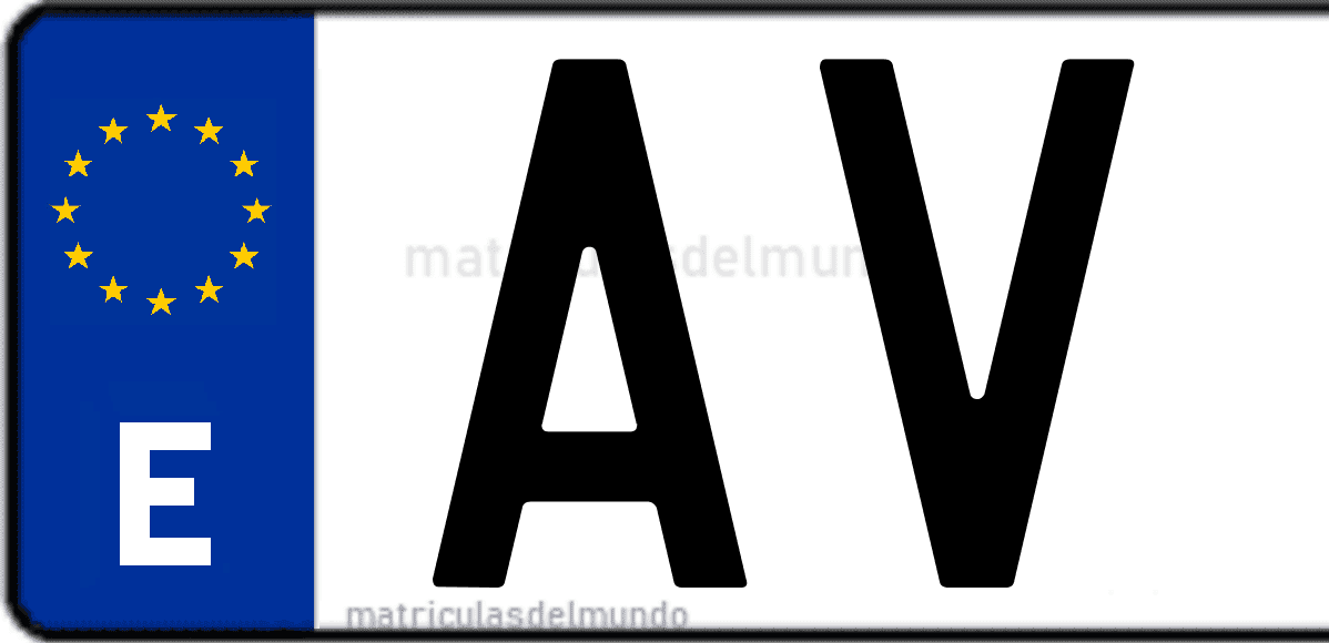 Imagen de una parte de una matrícula de coche española con código AV