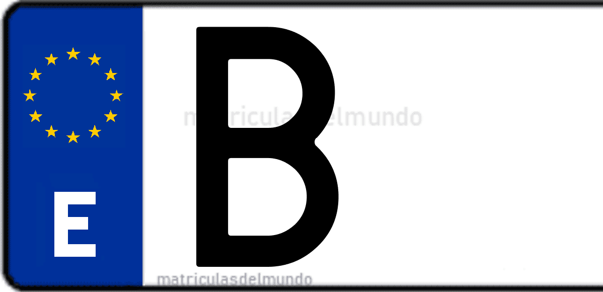 Imagen de una parte de una matrícula de coche española con código B