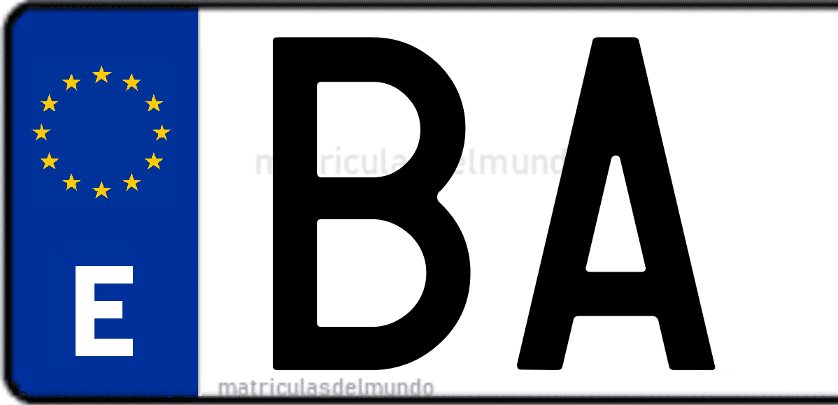 Imagen de una parte de una matrícula de coche española con código BA