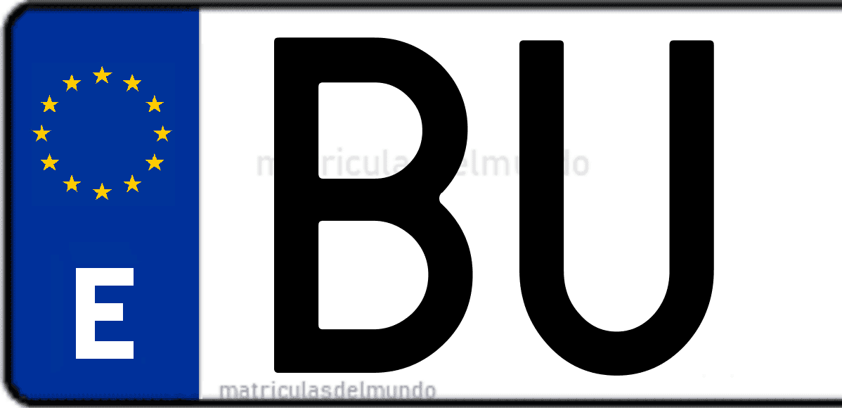 Imagen de una parte de una matrícula de coche española con código BU