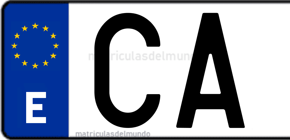 Imagen de una parte de una matrícula de coche española con código CA