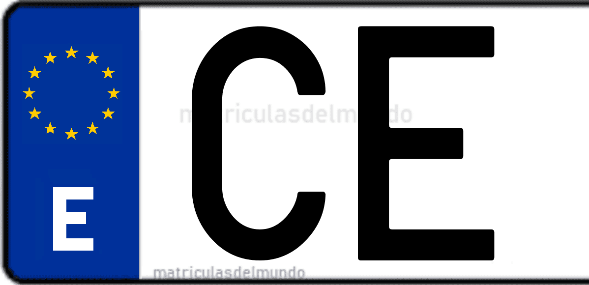 Imagen de una parte de una matrícula de coche española con código CE