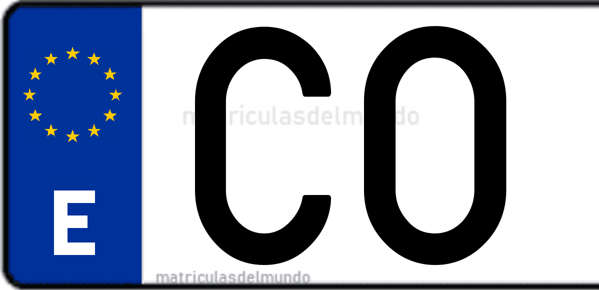 Imagen de una parte de una matrícula de coche española con código CO